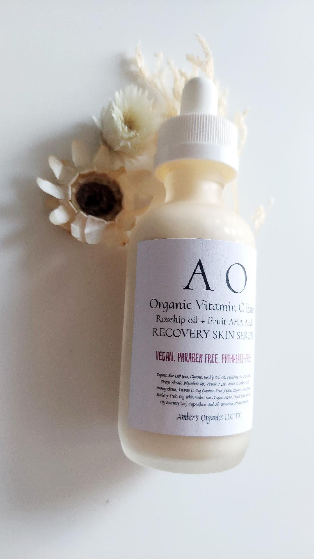 Organic Vitamin C Ester + Rosehip oil + Fruit AHA Acids Serene Skin Serum - stimulate collagen synthesis